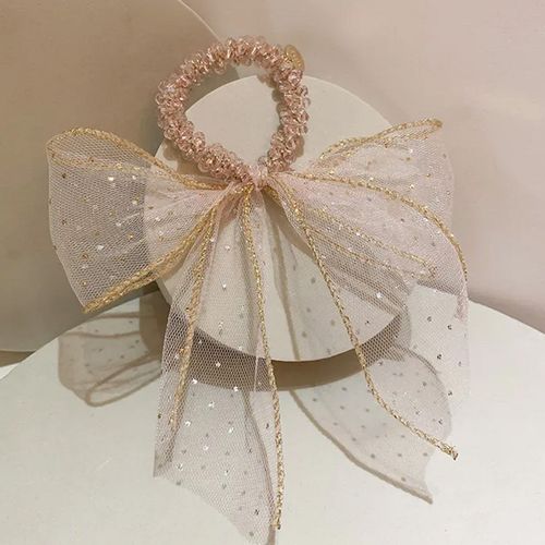 Chouchou Chic Pour Cheveux En Perles Et N?ud Impérial Raffiné Rose