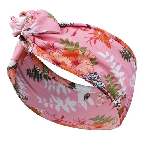 Bandeau Style Turban Pour Cheveux En Coton Fleuri Printanier Rose Poudré