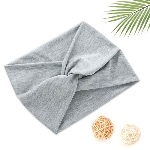 Bandeau Croisé Pour Cheveux En Coton Doux Uni Raffiné Gris Taupe