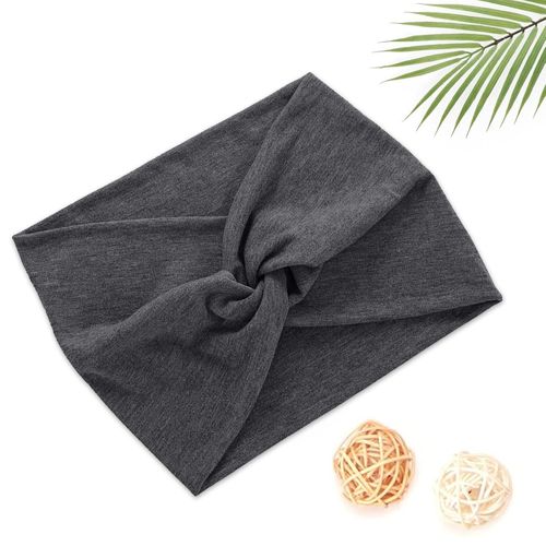 Bandeau Croisé Pour Cheveux En Coton Doux Uni Raffiné Anthracite