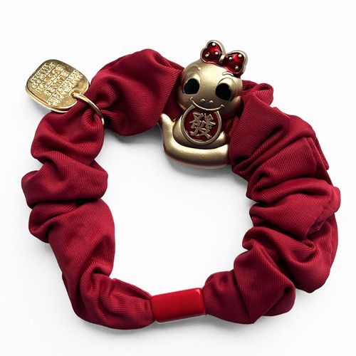 Chouchou Pour Cheveux En Satin Porte Bonheur Serpent Souriant Rouge
