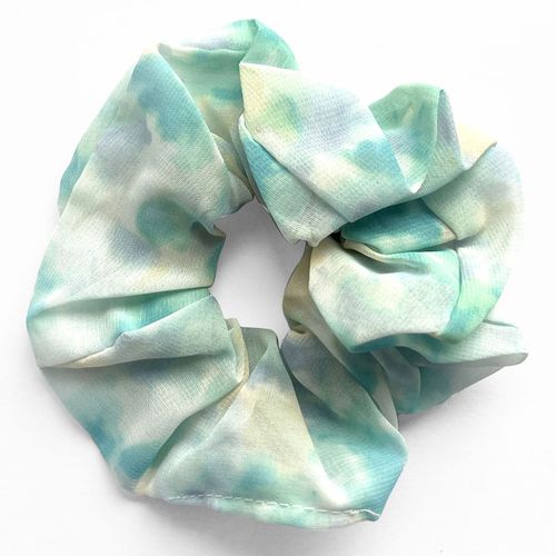Chouchou Maxi Pour Cheveux En Tissu Aquarelle Douce Aesthetic Vert