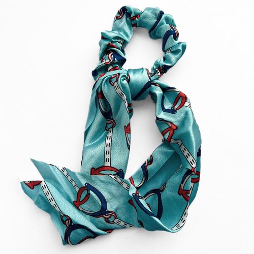 Chouchou Foulard Long Pour Cheveux En Satin Imprimé Baroque Sublime Bleu