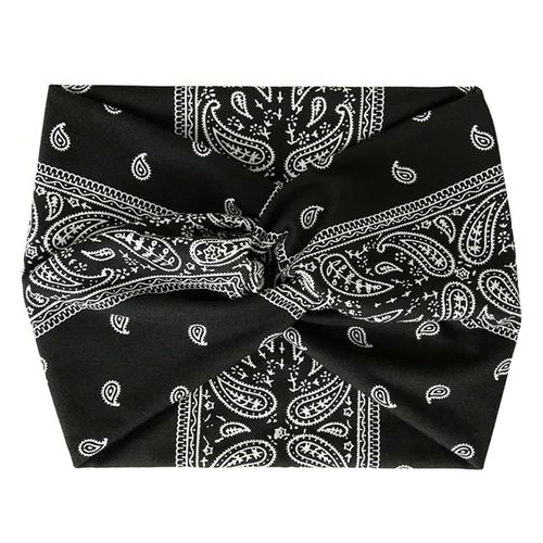 Bandeau Croisé Pour Cheveux En Coton Doux Imprimé Paisley Bandana Vintage Noir