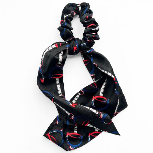 Chouchou Foulard Long Pour Cheveux En Satin Imprimé Baroque Sublime Noir