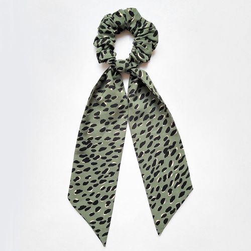 Chouchou Foulard Long Pour Cheveux En Satin Imprimé Animalier Rétro Vert