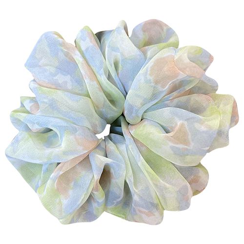 Chouchou Maxi Pour Cheveux En Tissu Aquarelle Douce Aesthetic Bleu Et Vert