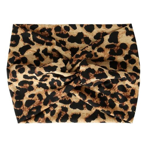 Bandeau Turban Pour Cheveux En Coton Doux Imprimé Léopard Raffiné Café