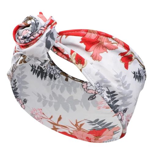 Bandeau Style Turban Pour Cheveux En Coton Fleuri Printanier Blanc