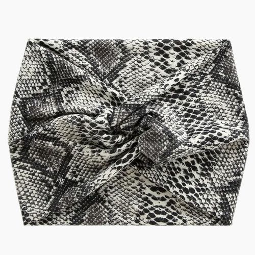 Bandeau Turban Pour Cheveux En Coton Doux Imprimé Python Raffiné Gris