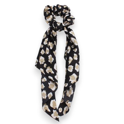 Chouchou Foulard Long Pour Cheveux En Voile Épais Fleuri Liberty Casual Noir