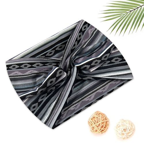 Bandeau Croisé Pour Cheveux En Coton Doux Imprimé Aztèque Bohème Gris