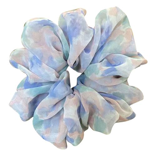 Chouchou Maxi Pour Cheveux En Tissu Aquarelle Douce Aesthetic Bleu