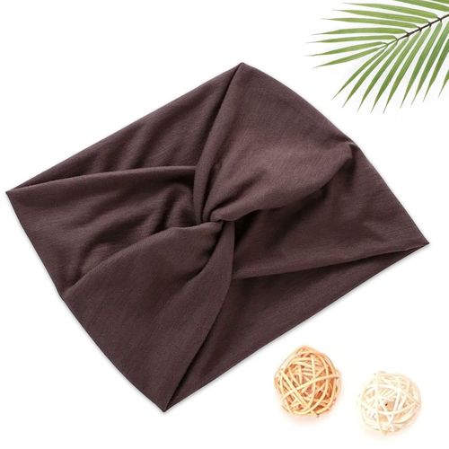 Bandeau Croisé Pour Cheveux En Coton Doux Uni Raffiné Marron