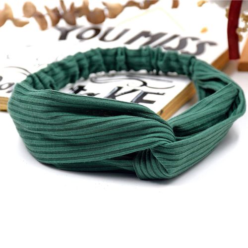 Bandeau Croisé Pour Cheveux En Maille Côtelée Unie Chic Vert