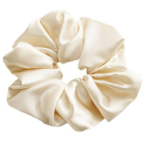 Chouchou Classique Pour Cheveux En Soie Unie Minimaliste Ivoire