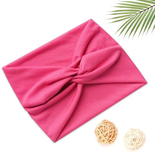 Bandeau Croisé Pour Cheveux En Coton Doux Uni Raffiné Fuchsia