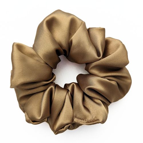 Chouchou Classique Pour Cheveux En Soie Unie Minimaliste Marron