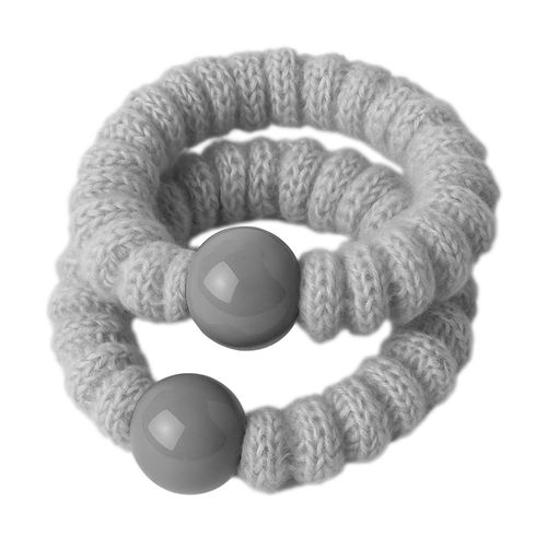 Duo De Chouchous Classique Pour Cheveux En Maille Avec Perle Minimaliste Gris