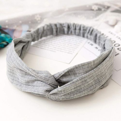 Bandeau Croisé Pour Cheveux En Maille Côtelée Unie Chic Gris