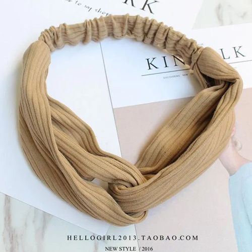 Bandeau Croisé Pour Cheveux En Maille Côtelée Unie Chic Camel