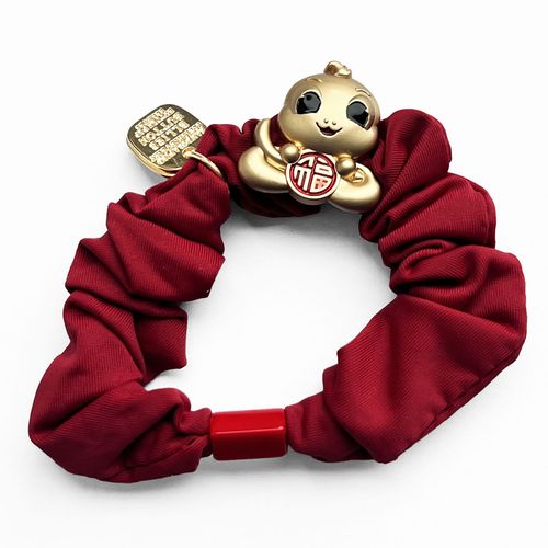 Chouchou Pour Cheveux En Satin Porte Bonheur Serpent D'amour Rouge