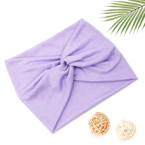 Bandeau Croisé Pour Cheveux En Coton Doux Uni Raffiné Violet Clair