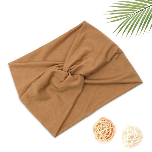 Bandeau Croisé Pour Cheveux En Coton Doux Uni Raffiné Camel