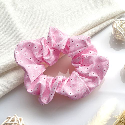 Chouchou Classique Pour Cheveux En Tissu Doux Fleuri Délicat Rose
