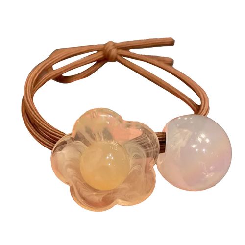 Élastique Casual Pour Cheveux À Fleur Nacré Et Perle En Acrylique Délicat Beige