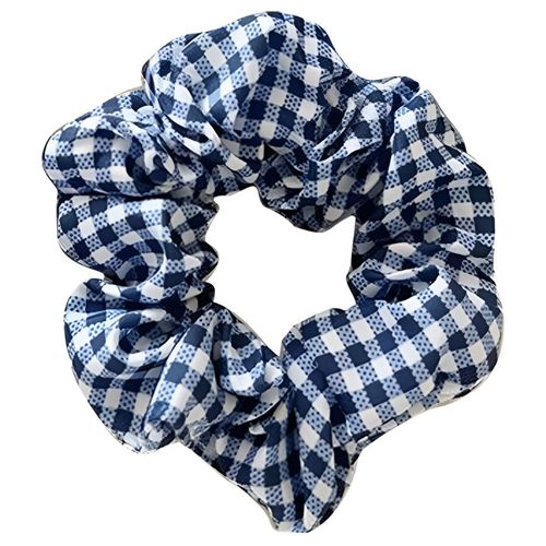 Chouchou Classique Pour Cheveux En Coton Vichy Vintage Bleu Marine