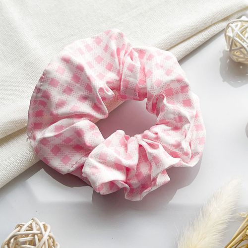 Chouchou Classique Pour Cheveux En Coton Vichy Vintage Rose Clair
