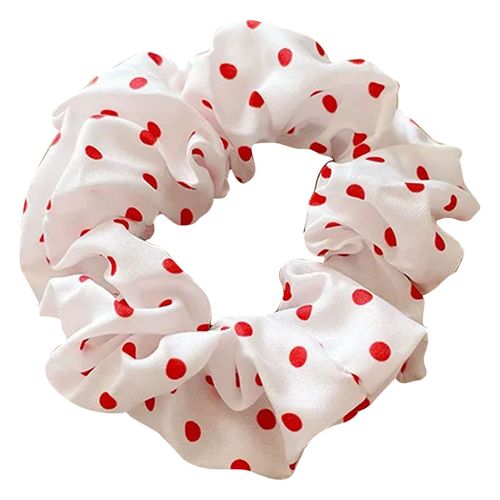 Chouchou Classique Pour Cheveux En Coton Doux À Pois Rétro Chic Rouge