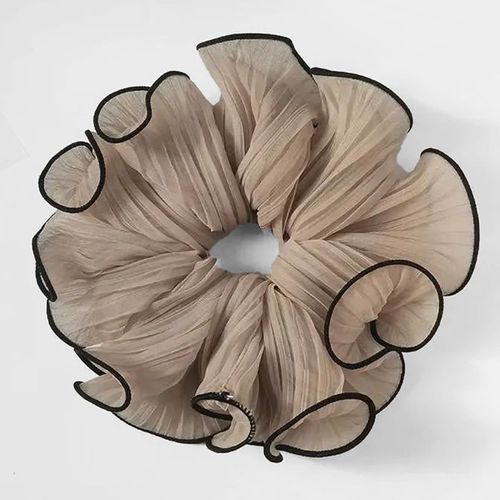 Chouchou Froufrou Maxi Pour Cheveux En Tissu Vaporeux Doux Marron