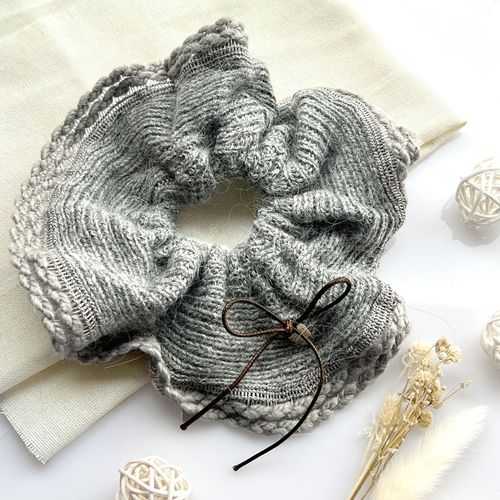 Chouchou Classique Pour Cheveux En Maille Douce Minimaliste Gris