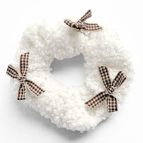 Chouchou Classique Pour Cheveux En Peluche Avec N?ud Brun Cosy Brun