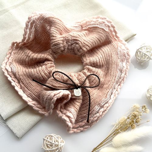 Chouchou Classique Pour Cheveux En Maille Douce Minimaliste Rose
