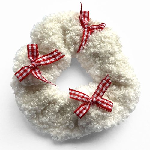 Chouchou Classique Pour Cheveux En Peluche Avec N?ud Rouge Cosy Rouge