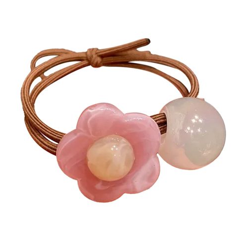 Élastique Casual Pour Cheveux À Fleur Nacré Et Perle En Acrylique Délicat Rose