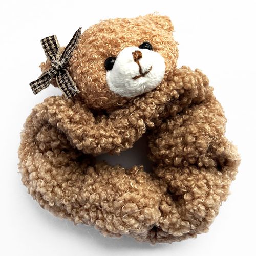 Chouchou Classique Pour Cheveux En Peluche Ourson Adorable Beige