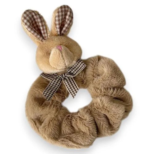 Chouchou Classique Pour Cheveux En Peluche Lapin Adorable Marron