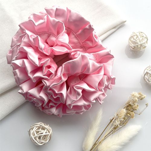 Chouchou Maxi Pour Cheveux En Satin Uni Vaporeux Décontracté Rose
