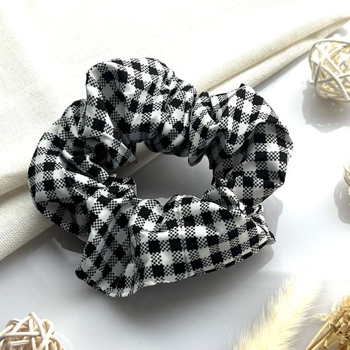 Chouchou Classique Pour Cheveux En Coton Vichy Vintage Noir
