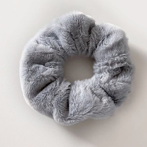 Chouchou Pelucheux Pour Cheveux En Minky Fluffy Délicat Gris
