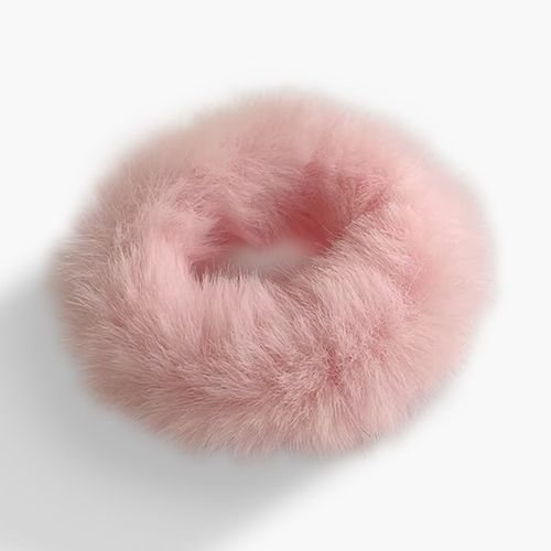 Chouchou Classique Pour Cheveux En Fausse Fourrure Fluffy Doux Rose Pastel