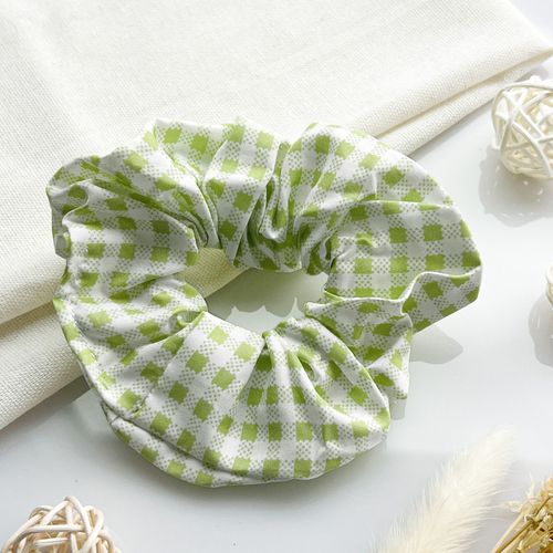 Chouchou Classique Pour Cheveux En Coton Vichy Vintage Vert