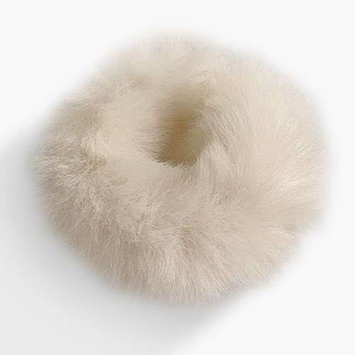 Chouchou Classique Pour Cheveux En Fausse Fourrure Fluffy Doux Blanc