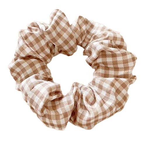 Chouchou Classique Pour Cheveux En Coton Vichy Vintage Marron Clair
