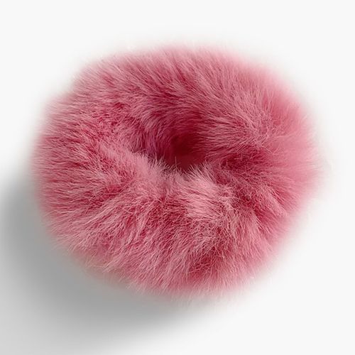 Chouchou Classique Pour Cheveux En Fausse Fourrure Fluffy Doux Rose Vif
