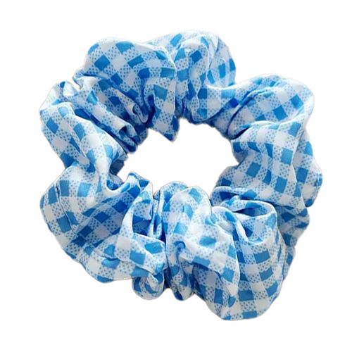 Chouchou Classique Pour Cheveux En Coton Vichy Vintage Bleu Foncé